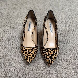 Charles David Leopard-Print Pointed Toe Pumps - Tan & Black